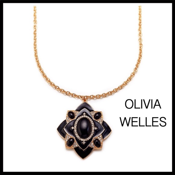 OLIVIA WELLES LONG BLACK PAVE CRYSTAL NECKLACE A2C - Picture 8 of 8